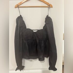 ASTR The Label Black Sheer Women's Top